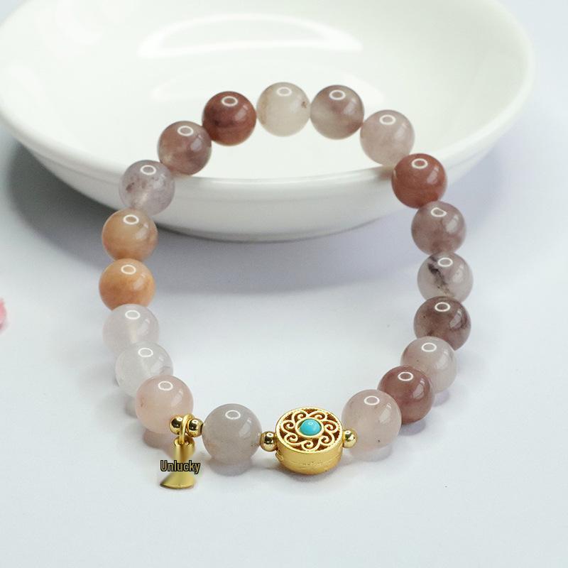 

Juan Yu Natural Smoky Purple Golden Silk Jade Stone Ethnic Bracelet Approx. size 8mm+