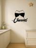 PC Metal Wine Wall Art Cheers Sign, Modern Black Glass Sculpture for Kitchen Bar Home Decor