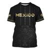 Mexiko Fußballmannschaften Aztekischer Adler 3D-Druck T-Shirt Herren National Patriotisch Sporttrikots Stil Atmungsaktiv Kurzarm Freizeitoberteile