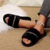 Fashion Women Shoes Luxury Home Fur Slippers Women Winter Indoor Cozy Open Toe Fluffy Slides Woman Comfortable Plush Warm House Slippers
