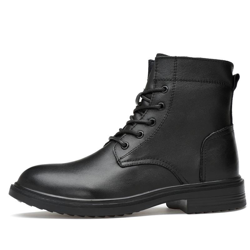 Fashion Men Winter Shoes Formal Dress Boots Black Motorcycle Boots Warm Oxford Ankle Men's Boots Genuine Leather High Quality Big Siz 50