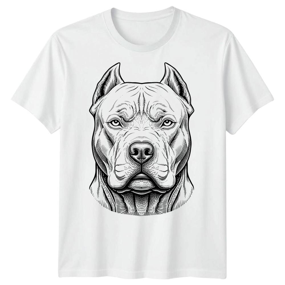 Pitbull Dog Animals Unisexs TShirt Engraving Style Graphic Tee