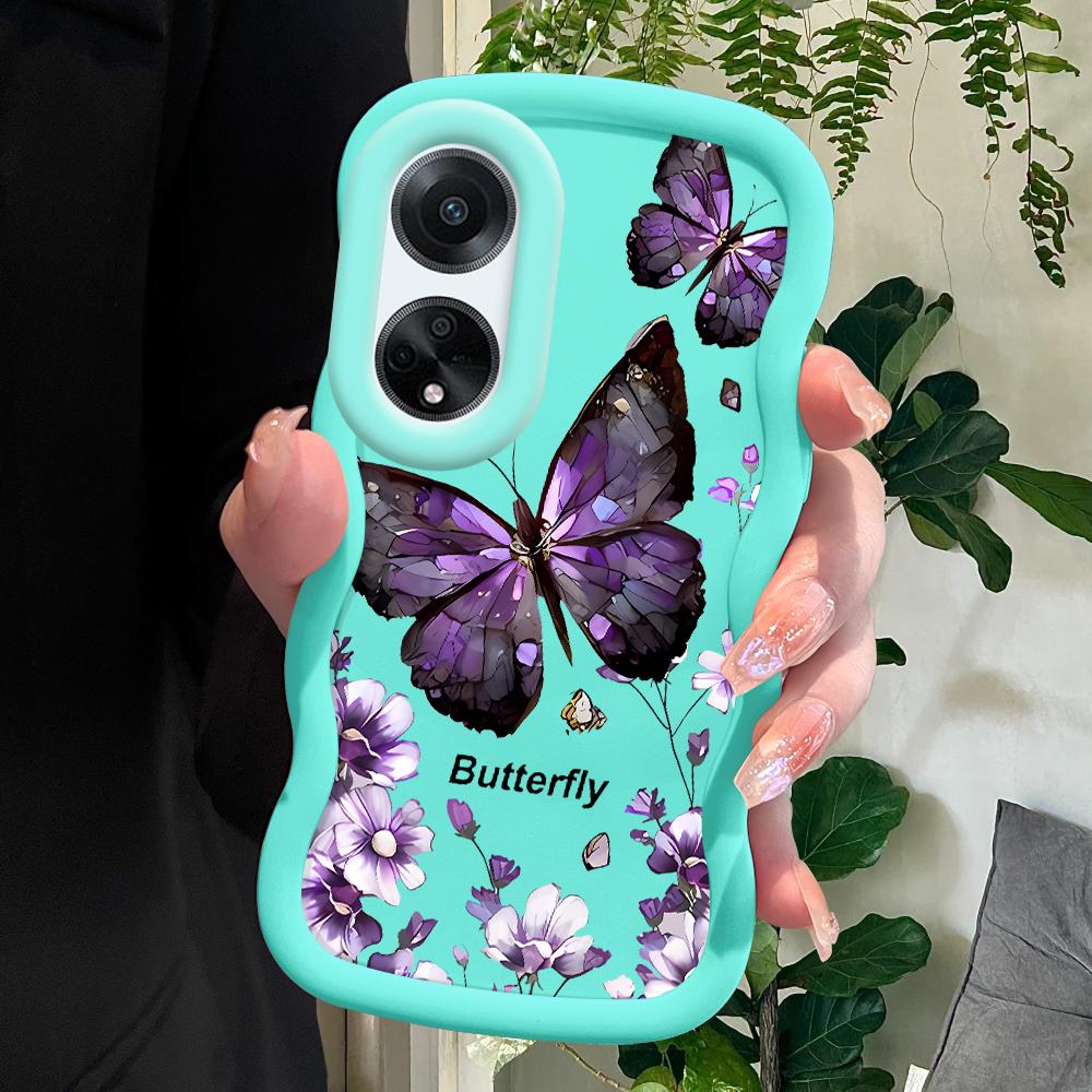 

Окрашенный узор Big Wave Edge Мягкий силиконовый материал Macaron чехол для телефона противоударный защитный резиновый чехол для OPPO Reno Realme Realme Narzo N55 синий