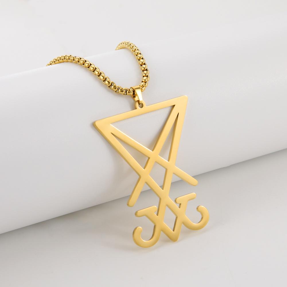 Jeshayuan Sigillo Di Lucifero Satana Simbolo Ciondolo Acciaio Inossidabile Collana Per Uomini Donne Sigillo Di Satana Emblema Amuleto Gioielli