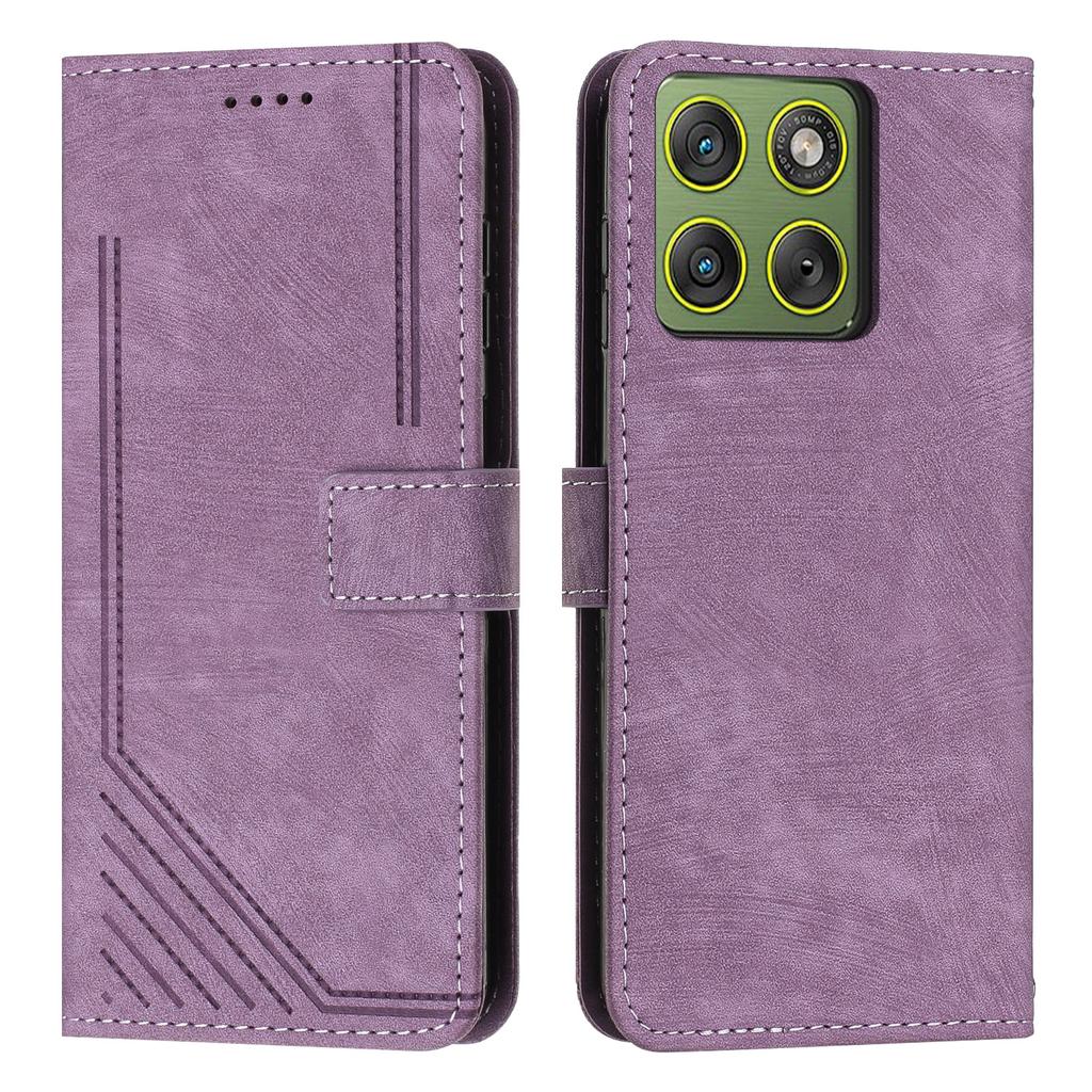 For Motorola Edge 70 5G Stand Case Imprinted Lines Leather Phone Cover