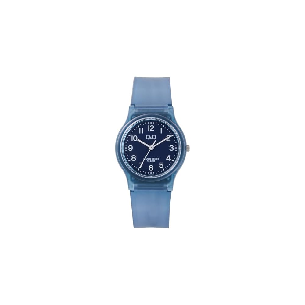 Citizen QQ Analog Watch 10 ATM Water Resistant Rubber Strap Navy Skeleton Design