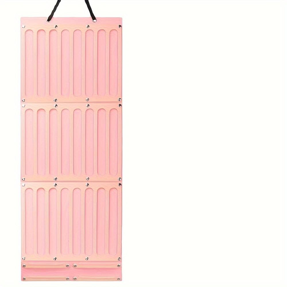 Pink Hanging Jewelry & Hair Accessory Organizer Bag - Felt Wall-Mounted Storage with Multiple Compartments for Headbands, Ribbons, and More