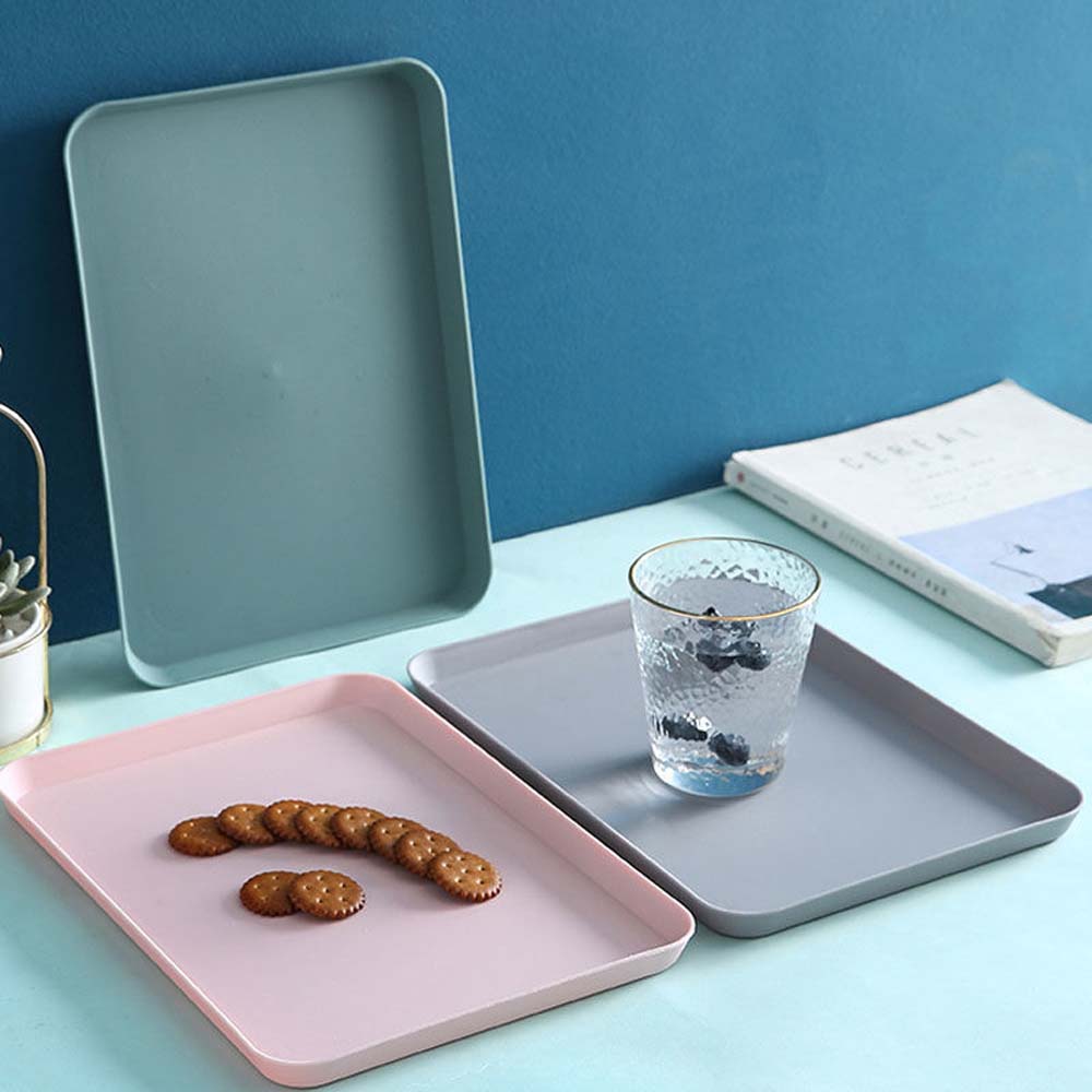 Multi-function Plastic Fruit Snack Rectangular Tableware Dessert Plates Serving Tray Dinnerware