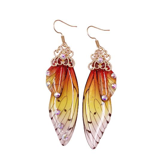 

Женские серьги с крыльями бабочки, градиент цвета, стразы, ушные крючки, ювелирные изделия #7