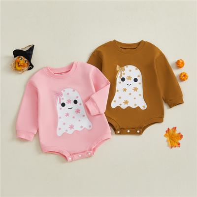 Baby Girls Sweatshirt Romper Casual Ghost Print Long Sleeve Jumpsuits Newborn Infant Autumn Fashion Clothes