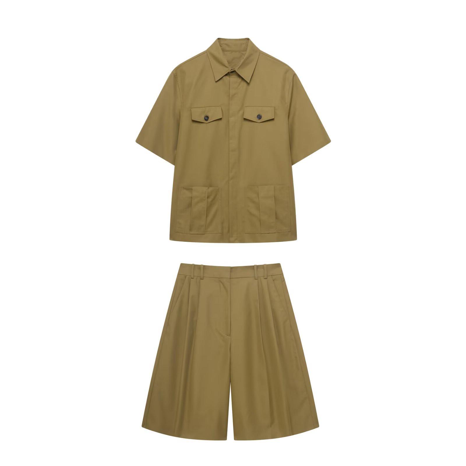 

TAOP&ZA Summer Women s Commuting Pocket Shirt & Casual Shorts Set Extra Small