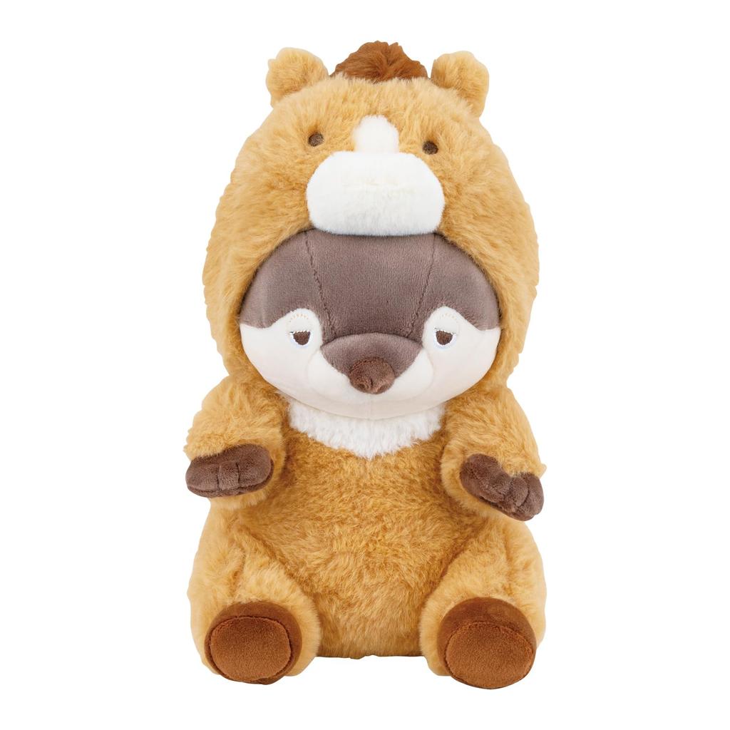 Livheart Hooded Sitting Body Pillow S, Premium Sleepy Animals Otter Kururi (Total Length: Approx. 24cm), Horse Zodiac, Smartphone Stand 37030-33