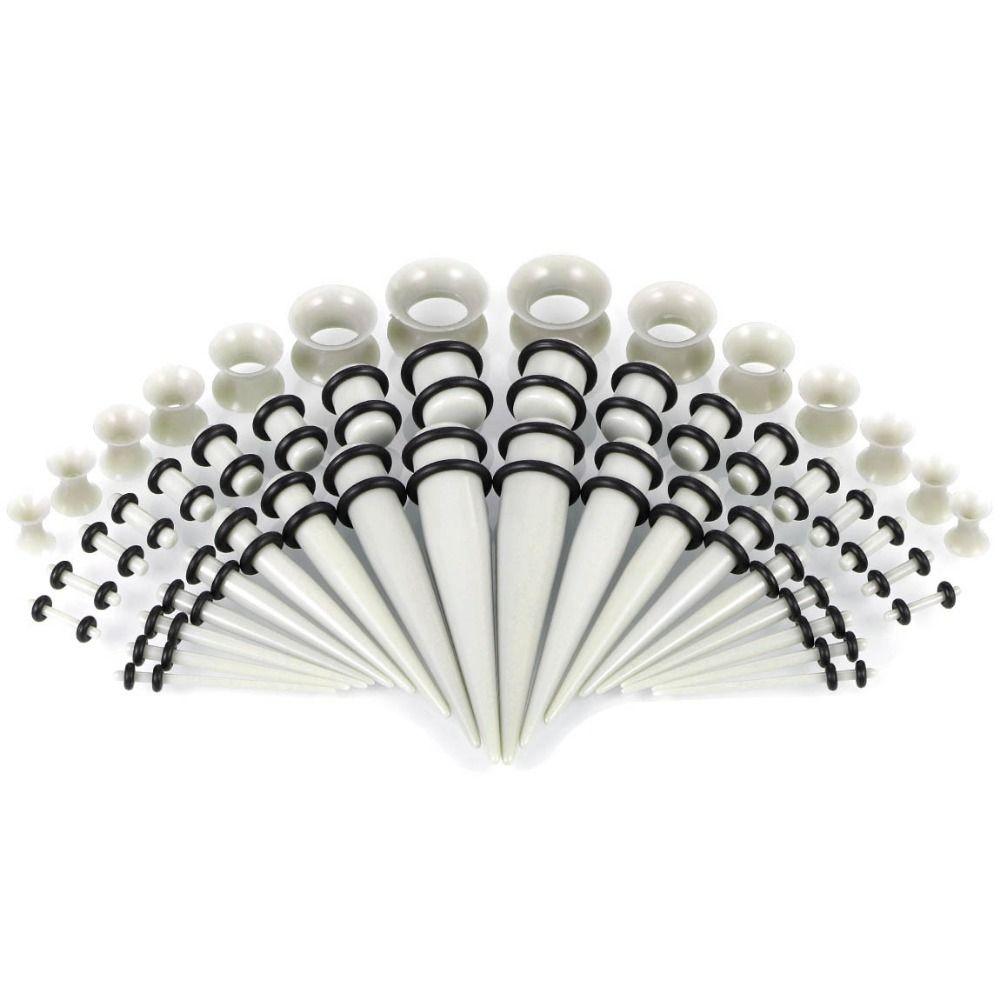 50Pcs Acrylic Ear Gauge Kit 14G-00G Ear Taper Ear Dilation Ear Stretching Kit Unisex