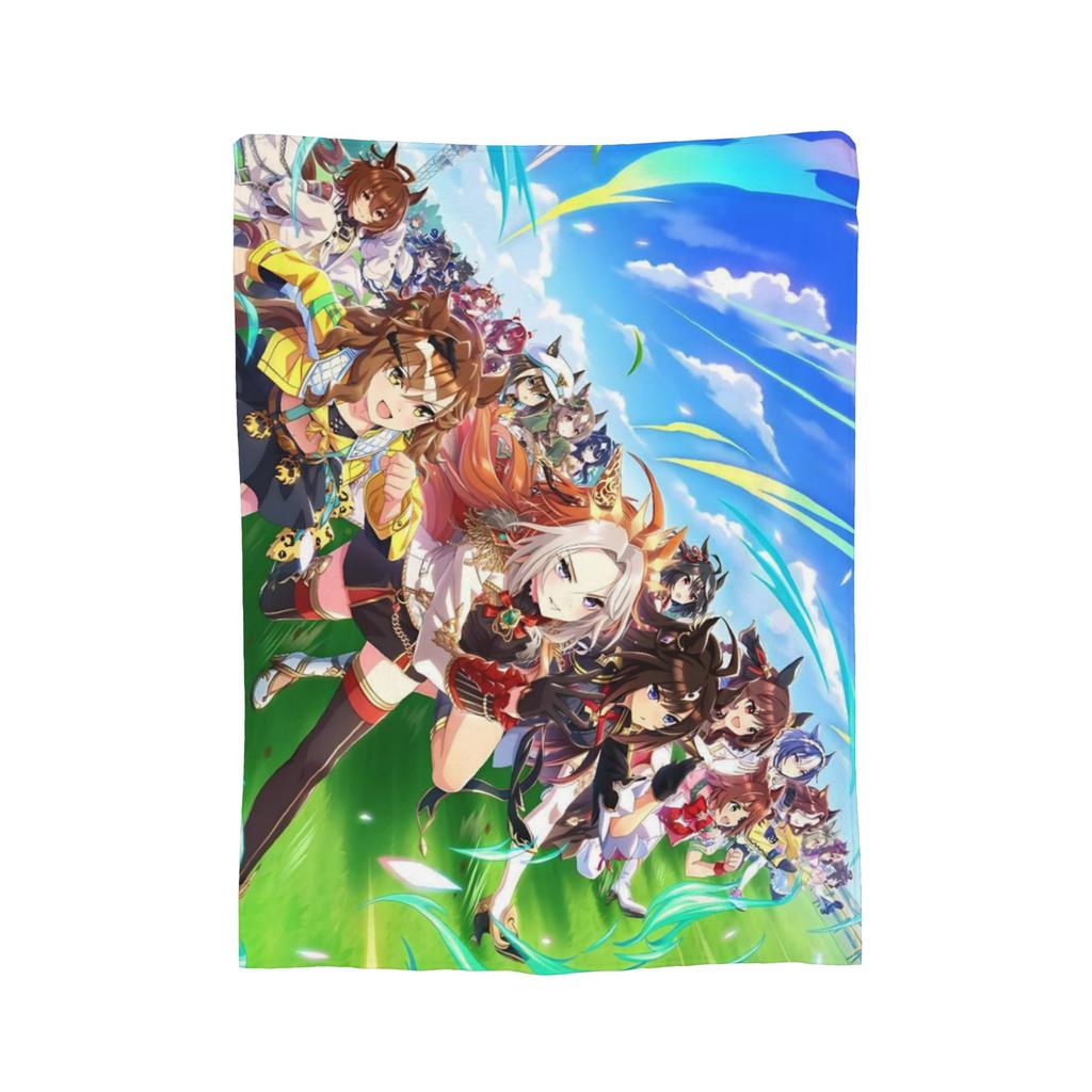 Uma Musume Pretty Derby Blanket Fleece Textile Decor Animals Anime Portable Ultra-Soft Throw Blankets for Sofa Bedroom Quilt
