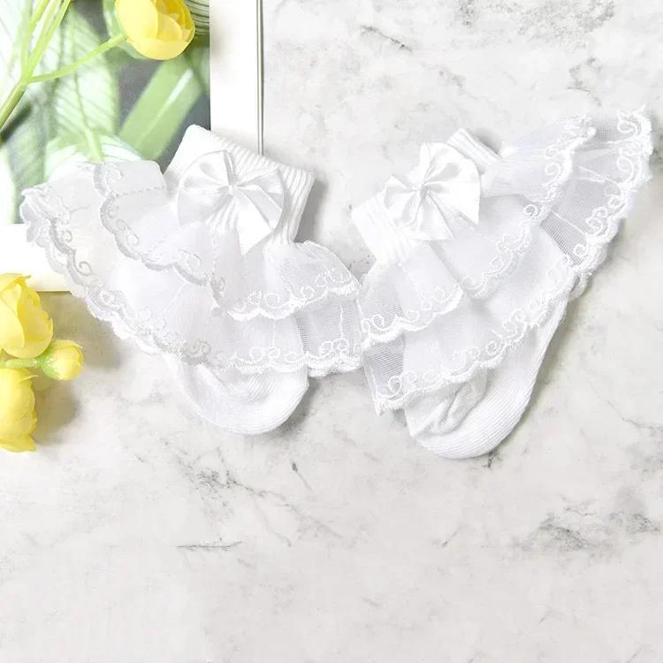 Korean Cute Baby Ruffle Socks Lace Princess Cotton Breathable Socks Newborn Infant Toddler Kids Girls Socks 0-8years Old