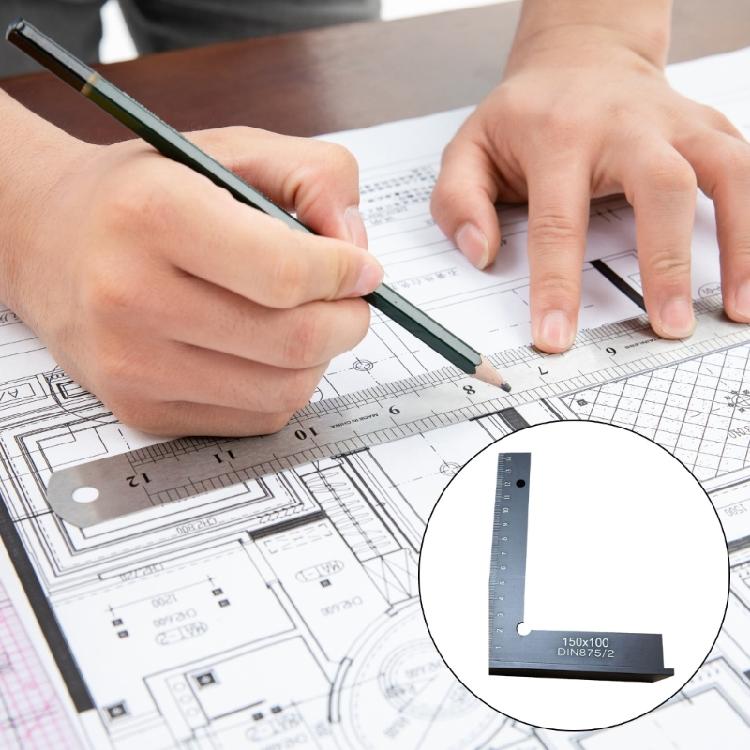 Right Angles Ruler Positioning Block Layout Tool Aluminium Square with Seat Precision Woodworking Ruler Measuring Tool