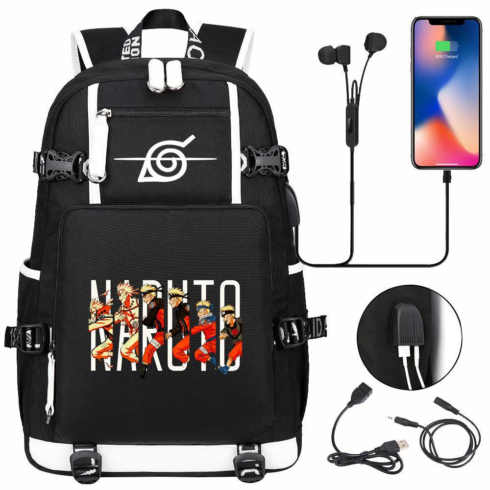 Neuer Naruto-Druck USB Teenager Schüler Schultasche Herren und Damen Freizeit Rucksack mit großer Kapazität Reise Rucksack