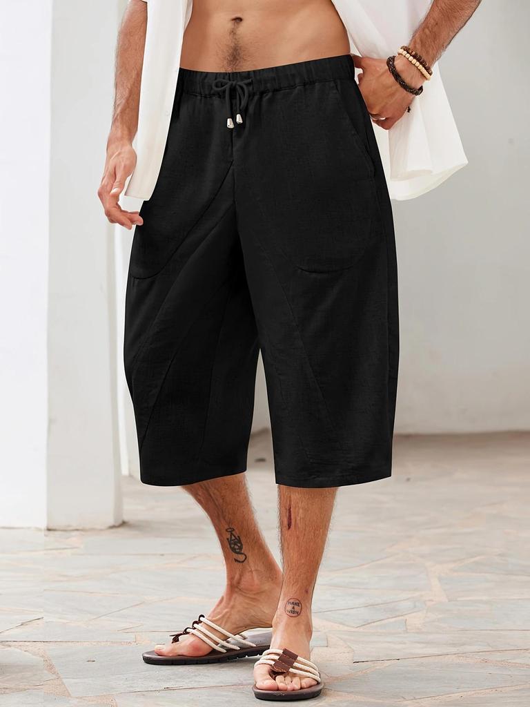 European and American Men's Cotton-Linen Multi-Pocket Beach Shorts (2024 Edition)
