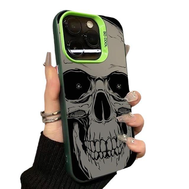 Silver Frosted Skull Case for iPhone 14 Pro/13/11 Pro Max - Halloween Design Compatible with Apple Devices