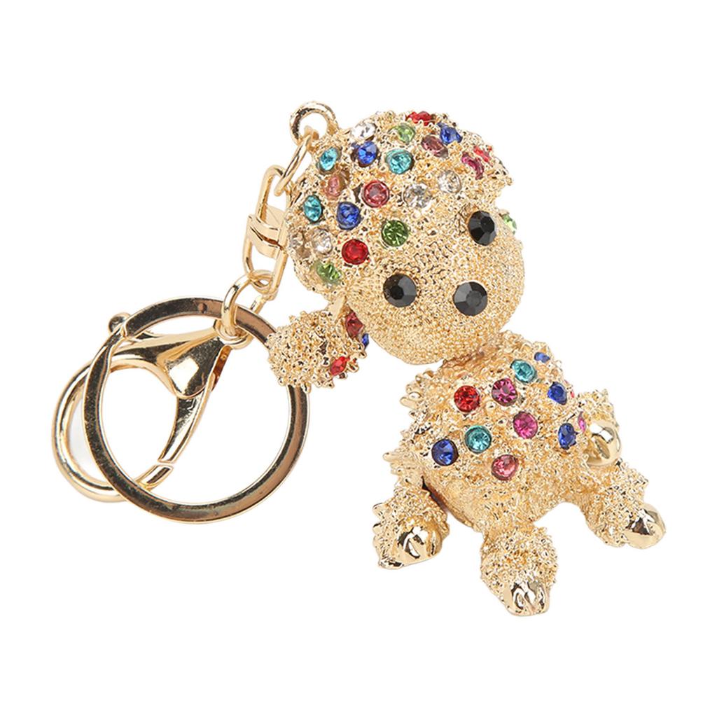 Rhinestone Keychain Unique Puppy Shape Design Rhinestone Keychain Ornament for Bag Car Pendant