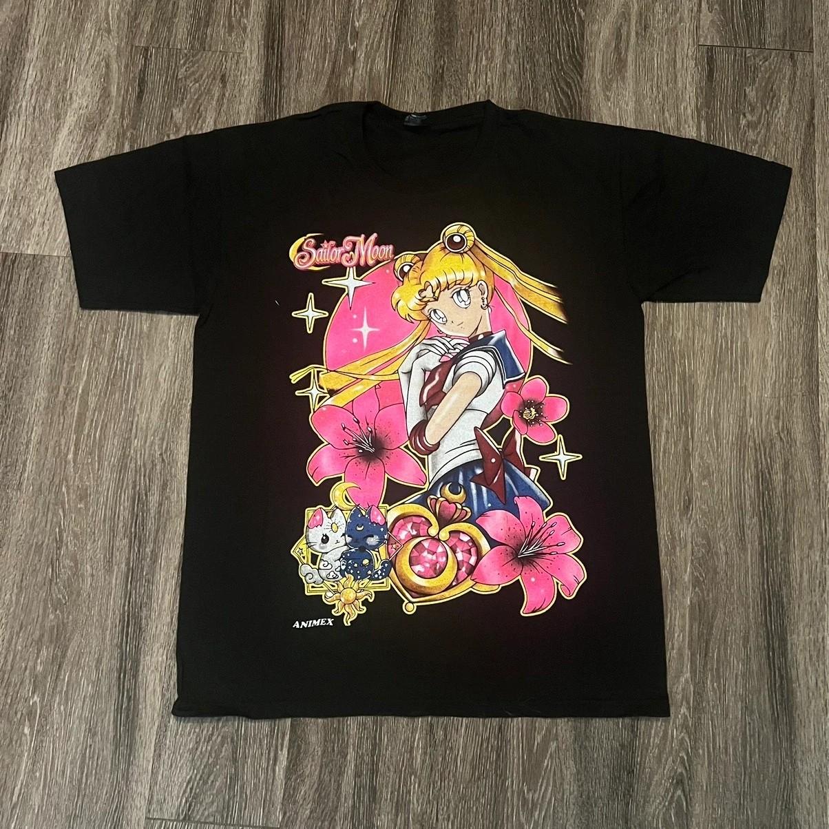 ZX New Beautiful Girl Soldier Japanese Anime Wear with Beautiful Girl Soldier Moon Hare Tshirt Loose Shoulder 4XL