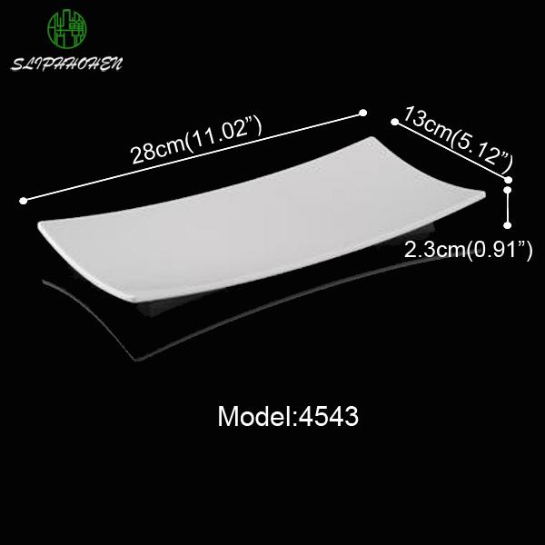11/12/13 дюймов Белая Прямоугольная Тарелка для Сашими с Углом Загиба Ресторанная Посуда Обеденная Тарелка A5 Меламиновая Посуда