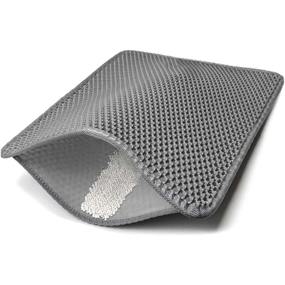 Large Cat Litter Box Mat-30" X 22" with Double Layers Litter Trapping Function, Easy to Clean Litter Mat for Floors