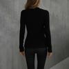 Ladies Fashion Sweater Solid Color V-Neck Lace Slim Fit Knitted Bottoming Shirt