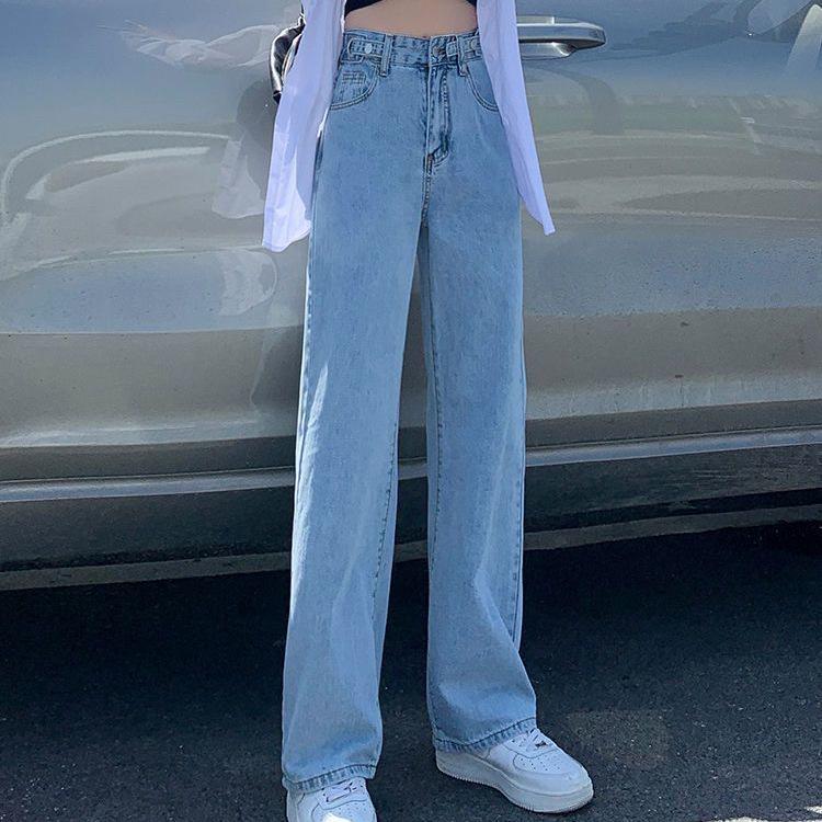 

Women s High-Waisted Wide-Leg Jeans: Versatile, Slimming, Loose, Floor-Length, Adjustable, Straight-Leg, Perfect for Summer 2025. L