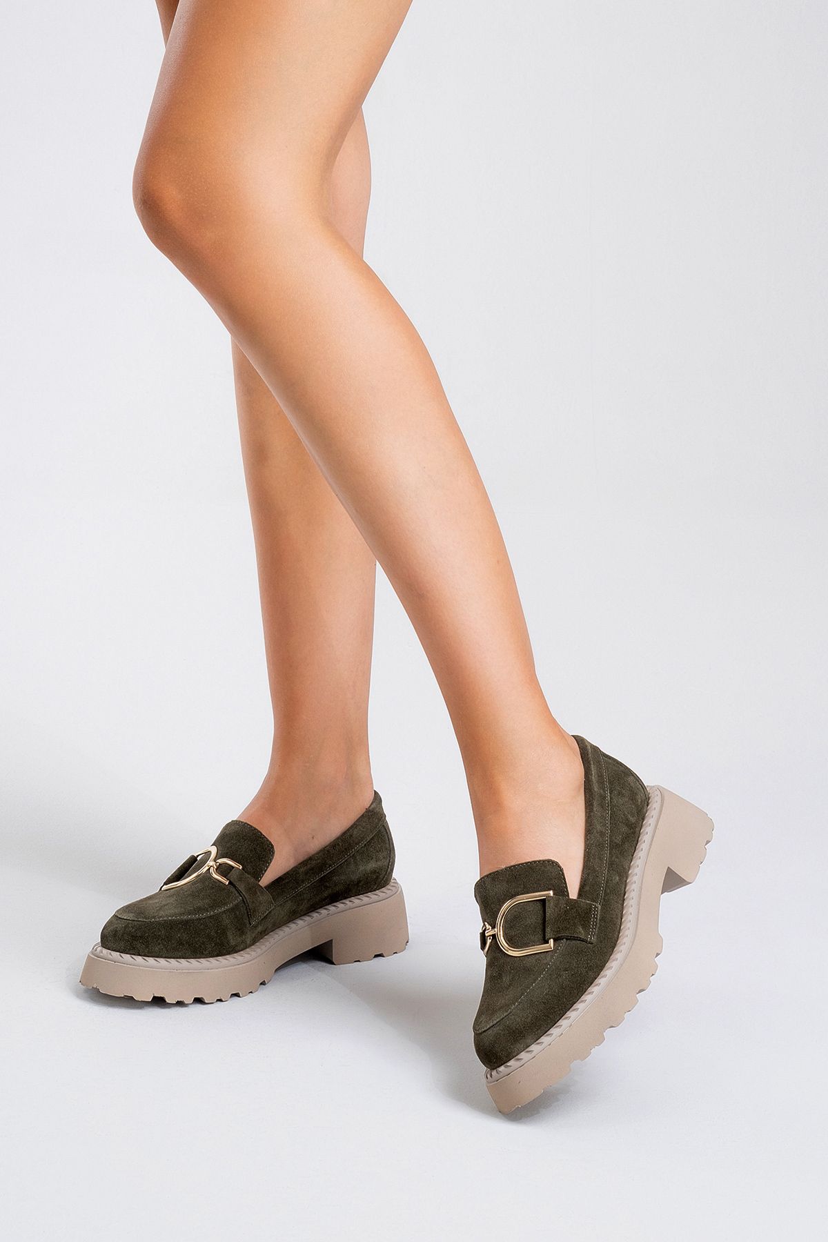 

Женские модные классические замшевые туфли цвета хаки из натуральной кожи Analena Leather 37