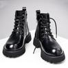 Motorcycle High -top Leather Shoes Men Fashion Outdoor Warm Plush Ankle Boots Male Quality Snow Boot Footwear