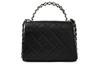 Chanel 23P Kelly Bag Black Grainy Cowhide Perforated Handle Gold Chain Flap Crossbody Handbag Women Bag