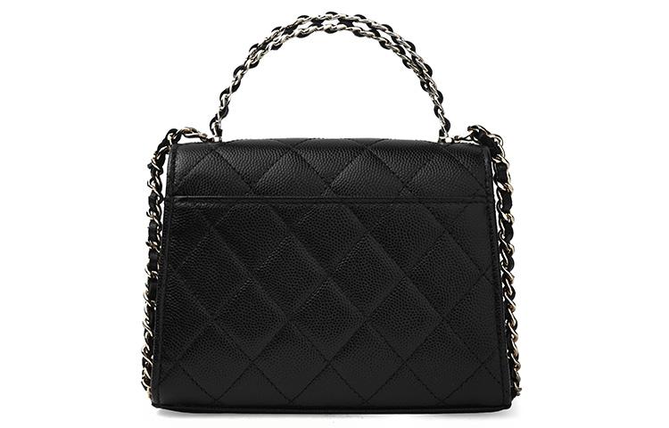 Chanel 23P Kelly Bag Black Grainy Cowhide Perforated Handle Gold Chain Flap Crossbody Handbag Women Bag