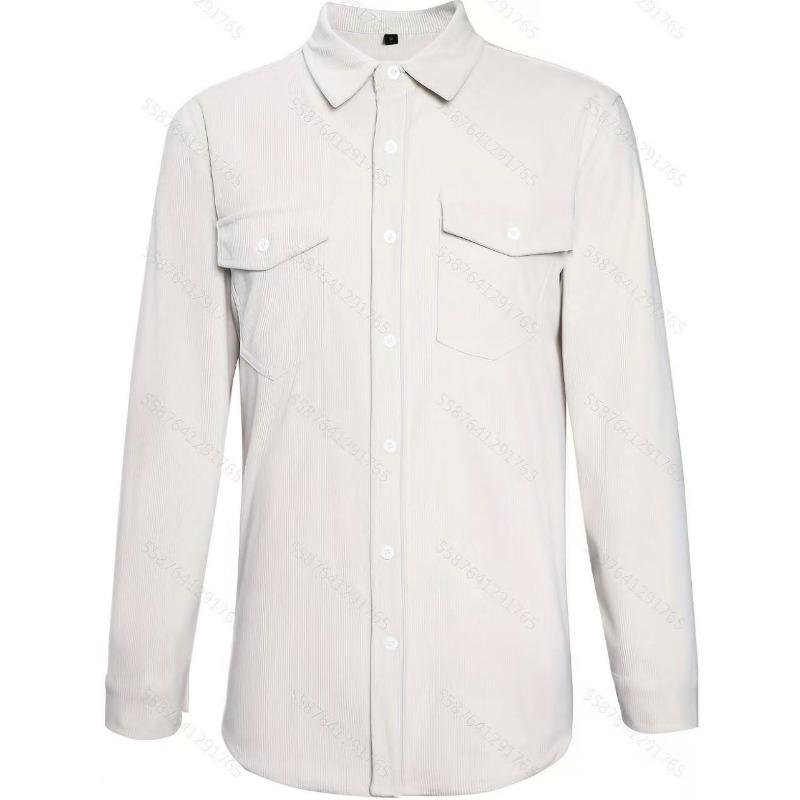 Men S Corduroy Workwear Long Sleeve Shirt Casual Outerwear