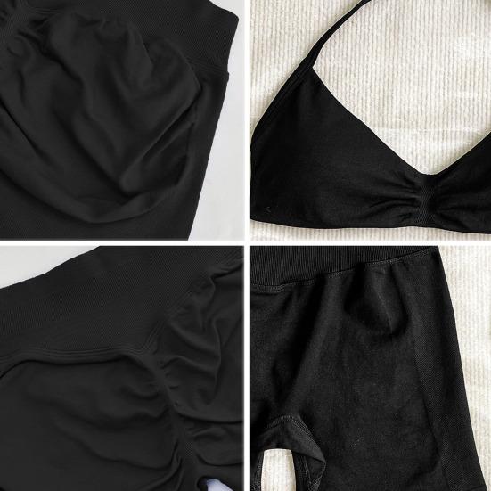 Dvoudílné cvičební sety pro ženy Bez zádů Tanga Sportovní podprsenka a Šortky s vysokým pasem Set Bezešvé Oblečení na posilovnu a jógu