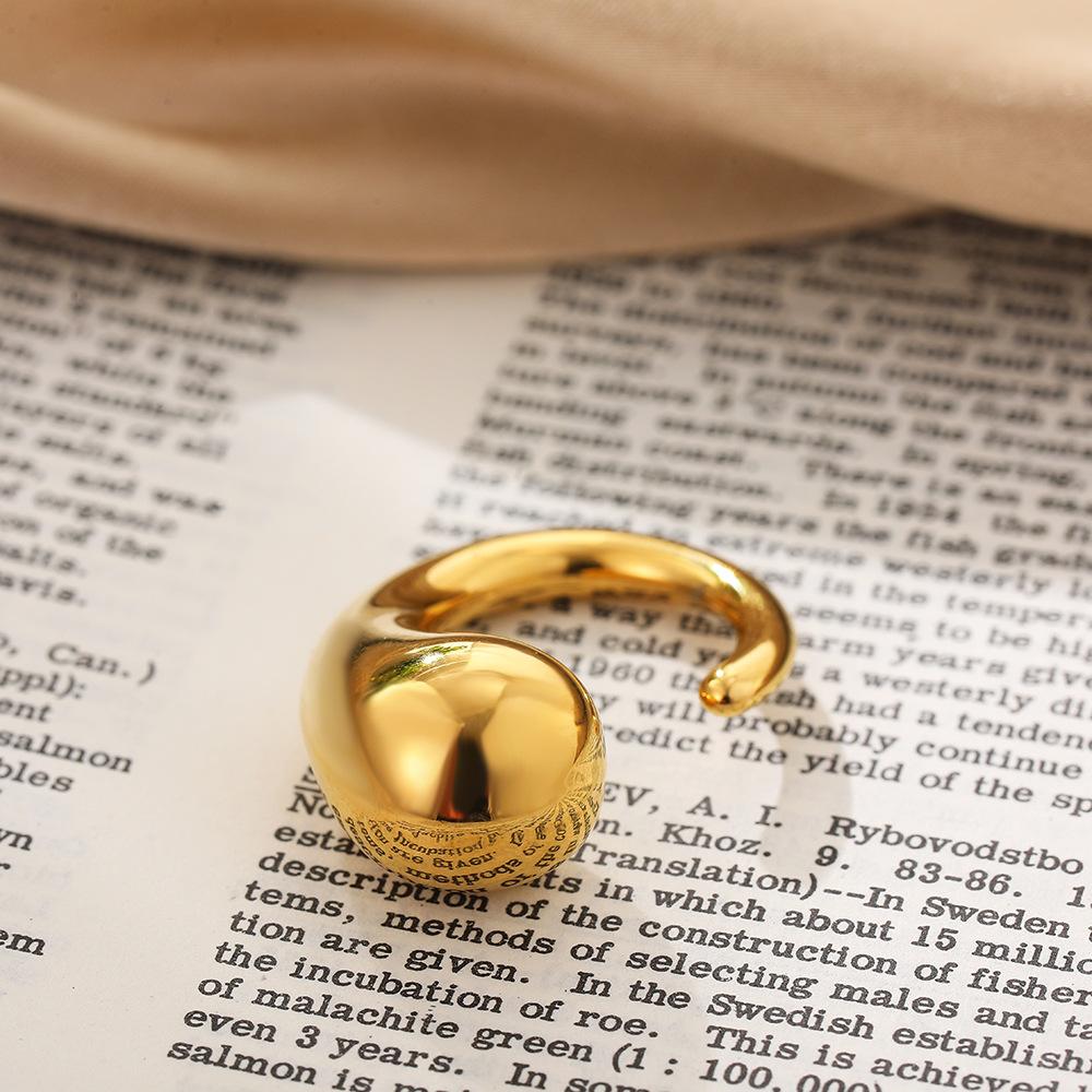 18K exaggerated ring, water drop knot, open ring, knotted irregular geometric decorative ring, index finger ring.