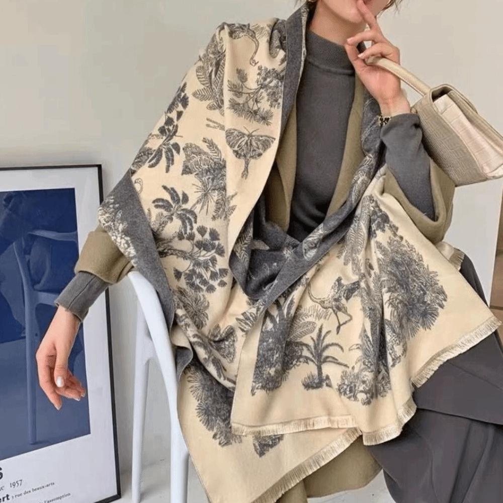 Large Imitation Cashmere Shawl Bohemia Double-sided Cape Ethnic Style Scarf  Travel Vacation