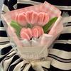 Bouquet di Tulipani Artificiali Finiti a Mano Fiori Artificiali in Filo di Ferro Colorato Fiore Intrecciato su Stelo Intrecciato