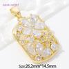 18K Gold Plated Brass Ballet Girl/Rectangular Flowers Charms Pendants For Necklace Jewelry Making DIY Accessories Wholesale