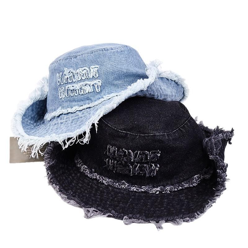 The new western denim bucket hat shows the personality, small face and old mountaineering hat, sunshade design sense, niche basin hat tide