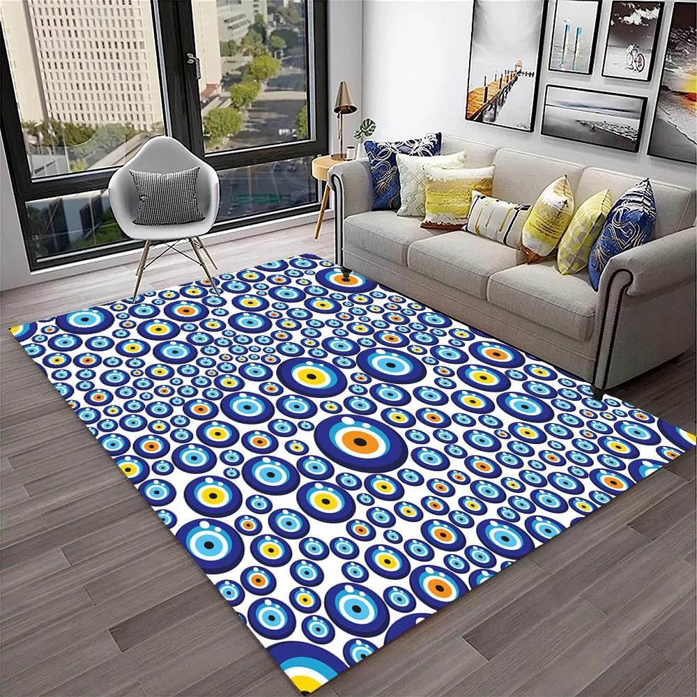3D Evil Eye Nazar Tree of Life Carpet Rug for Home Living Room Bedroom Sofa Playroom Doormat Decor,Area Rug Non-slip Floor Mat