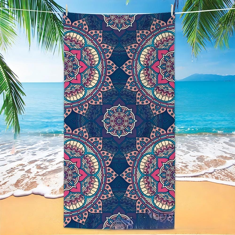Boho Tribal Beach Towel Geometric Print Microfiber Quick Dry Bath Towel Beach Blanket