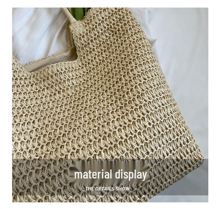 2026 Spring/Summer Women's High-End Straw Woven Tote Bag - Large Capacity Beach Bag