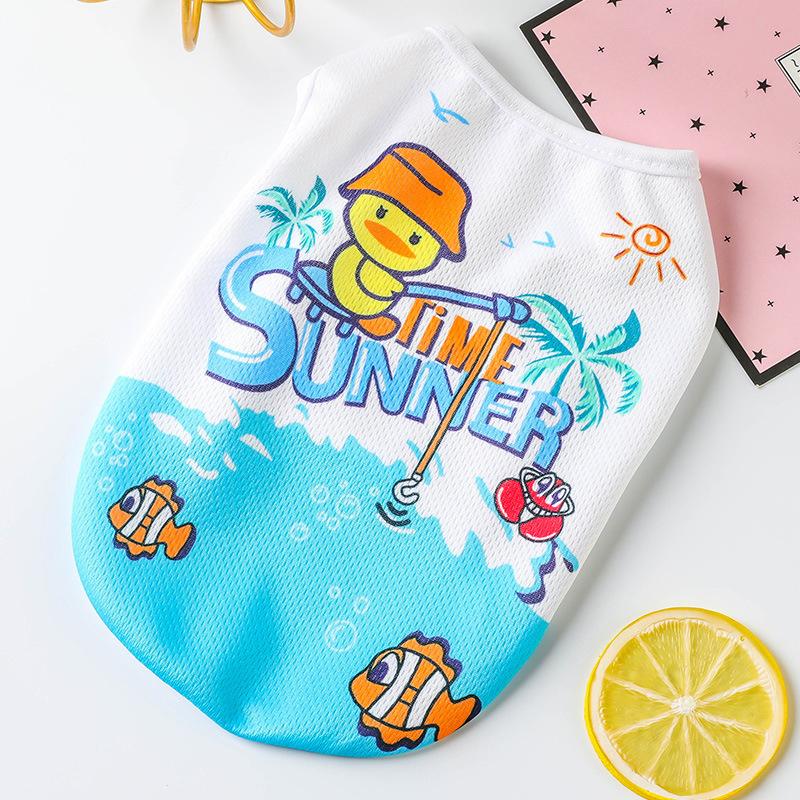 Summer Dog Vest For Small Dogs Cartoon Big Bow Print Pet Clothes Dogs Clothing Chihuahua Bulldog Costume Coat Accessories
