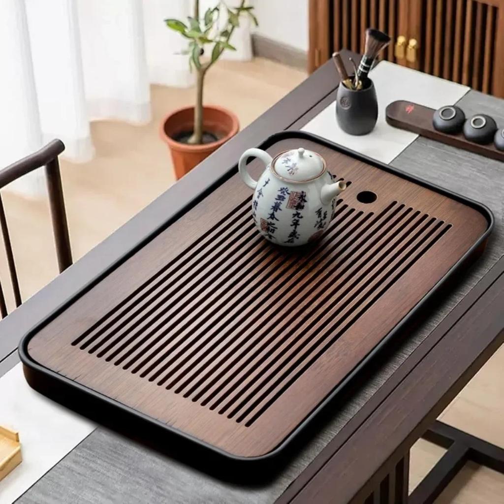 Portable Detachable Bamboo Tea Table Dry Wet Dual Use KungFu Tea Tray with Drainage Easy To Clean Household Storage Tray