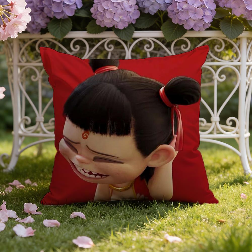 Animated Movie Nezha Cushion Cover Home & Car Dual-Scene Pillow Cover: Reversible for Premium Comfort