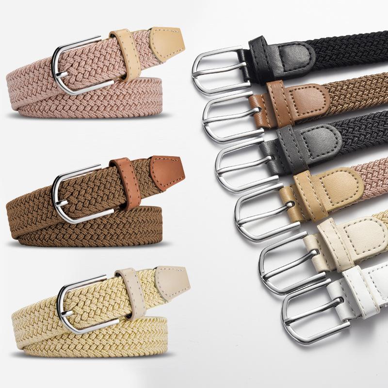 Unisex Elastic Stretch Canvas Belt - Korean Style Versatile Woven Waist Belt for Men and Women