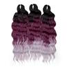 FREEDOM Synthetische Flecht-Haarverlängerungen Tief Gewellt 24 Zoll Lang Lockige Braids Haare Ombre Braun Regenbogen Twist Häkel-Haar