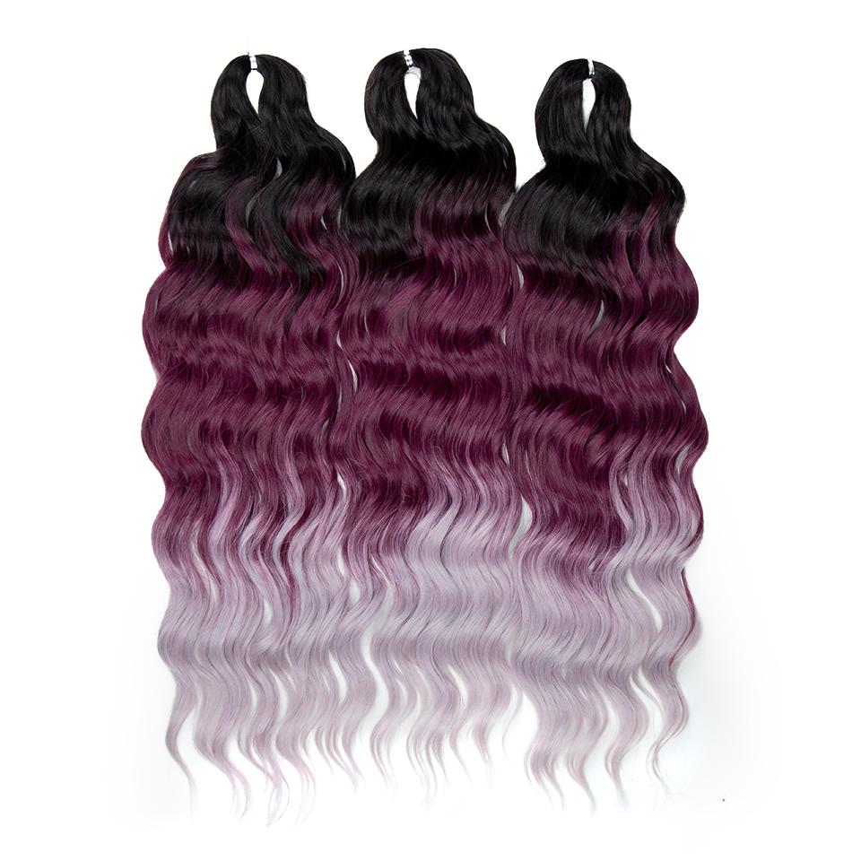 FREEDOM Synthetische Flecht-Haarverlängerungen Tief Gewellt 24 Zoll Lang Lockige Braids Haare Ombre Braun Regenbogen Twist Häkel-Haar