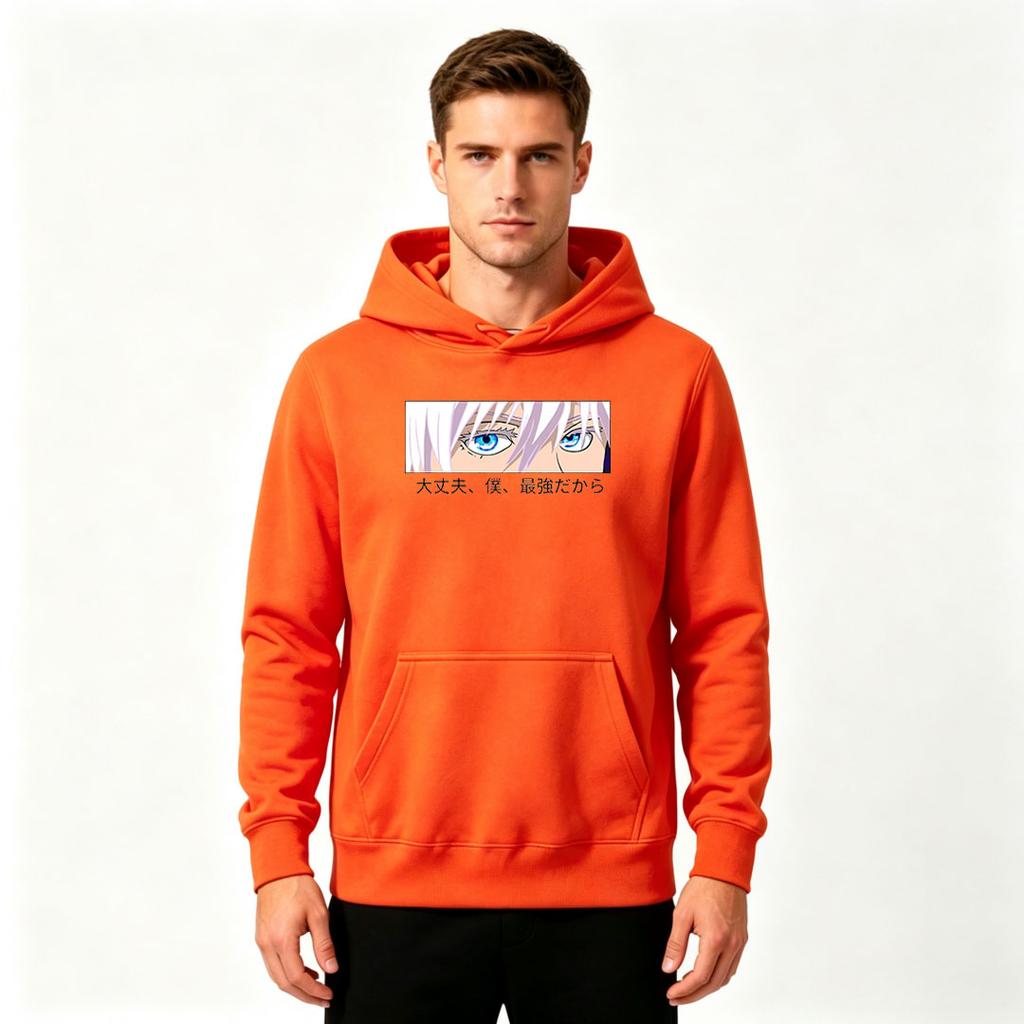 Men's Anime Eye Pattern Pullover Hoodie Casual Long Sleeve Sweatshirt with Japanese Print